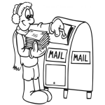Dibujo para colorear Correo Postal Dibujo De Hombre Depositando Cartas En El Buzon De Correos Para Pintar Y Colorear Envio De Cartas