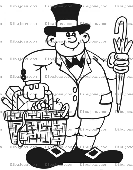 Dibujo para colorear Canastanavidena Dibujo De Jefe Regalando Una Canasta Navidena Para Pintar Y Colorear empresario dadivoso y generoso