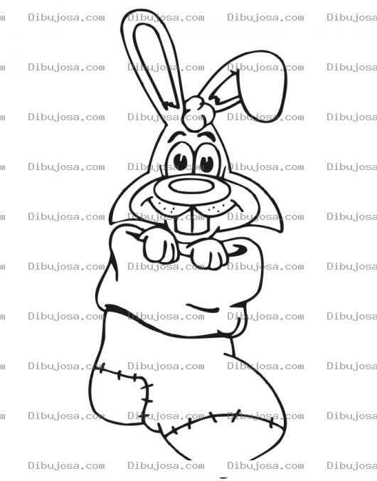 Dibujo para colorear Dibujo De Conejo Metido En Un Calcetin De Santa Claus Para Pintar Y Colorear