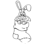 Dibujo para colorear Dibujo De Conejo Metido En Un Calcetin De Santa Claus Para Pintar Y Colorear
