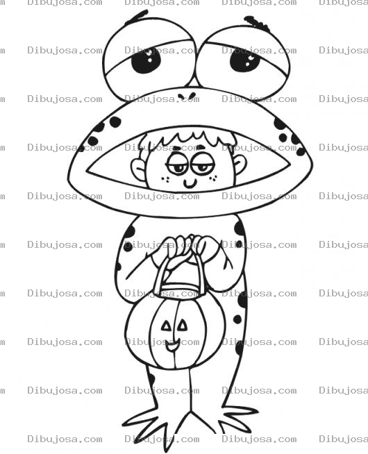 Dibujo para colorear Disfraz De Rana Para Pintar Y Colorear Nino Disfrazado De Ranita