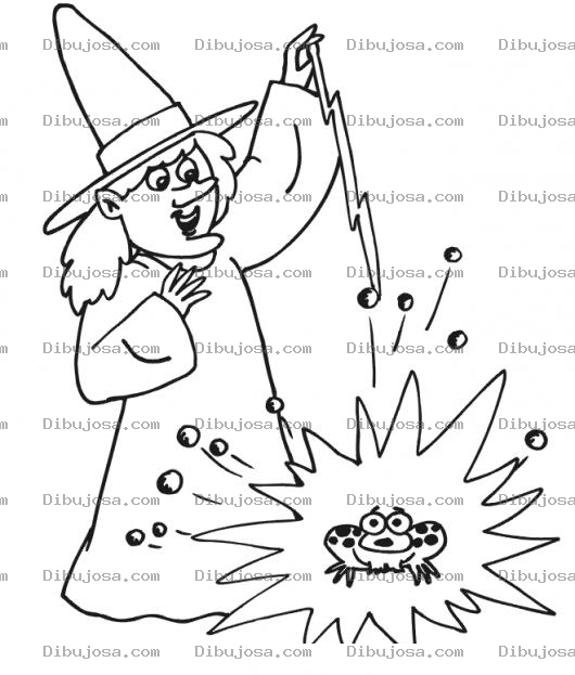 Dibujo para colorear Hechizo De Sapo Dibujo De Una Bruja Convirtiendo A Un Principe En Sapo Para Pintar Y Colorear Principerana