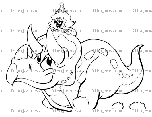 Dibujo para colorear Dibujo De Nina Montada Sobre Un Dinosaurio Para Pintar Y Colorear Nenadinosaurio