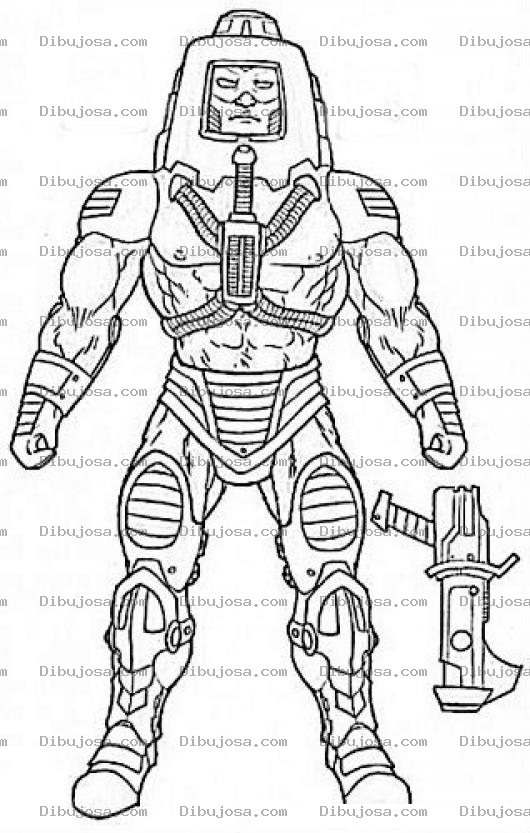 Dibujo para colorear Dibujo De Hombrerobot Amigo De He-man Que Destruia Las Rocas Con Su Cabeza Para Pintar Y Colorear A Maneface O Man-e-face Robothombre Cabeza De Acero