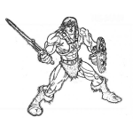 Dibujo para colorear Dibujo De Heman Para Pintar Y Colorear A Jiman Con Su Espada Y Su Escudo De He-man Ji Man Himan He Man Hi-man Hi Man