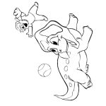 Dibujo para colorear Dibujo De Nino Jugando Con Dinosaurio Para Pintar Y Colorear