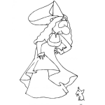 Dibujo para colorear Princesa Narigona Asustada Por Un Raton Para Pintar Y Colorear