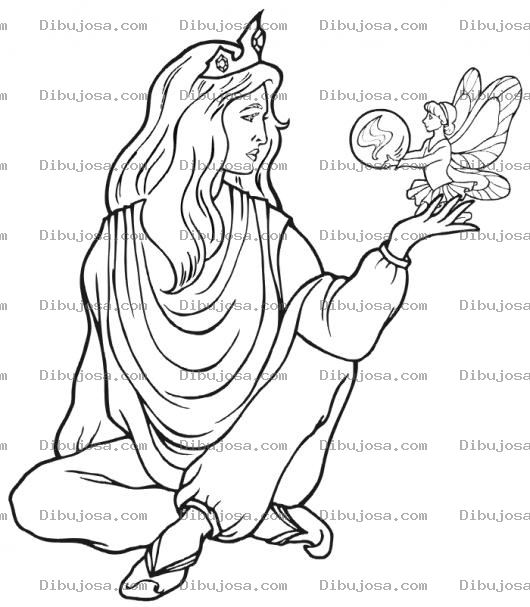 Dibujo para colorear Princesa Y Hada Para Pintar Y Colorear Princesita Triste