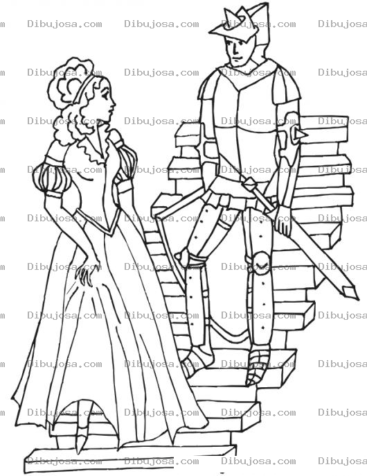 Dibujo para colorear Dibujo De Una Princesa Y Su Caballero Para Pintar Y Colorear Amor De Princesa