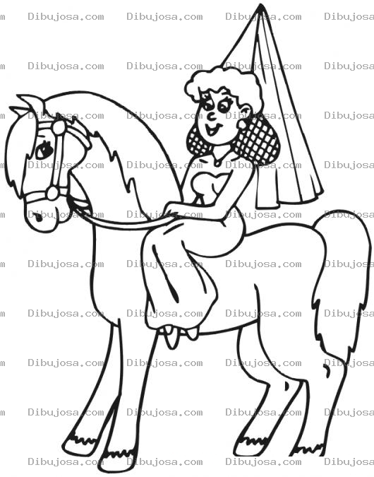 Dibujo para colorear Dibujo De Princesa Colocha A A Caballo Para Colorear