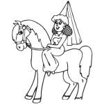 Dibujo para colorear Dibujo De Princesa Colocha A A Caballo Para Colorear