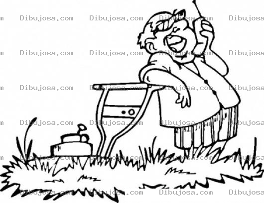 Dibujo para colorear Colorear Hombre Chapeador Con Su Podadora Hablando Por Telefono