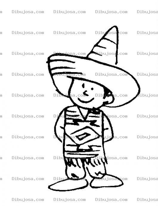 Dibujo para colorear Mexicanito Dibujo De Un Lindo Nino Mexicano Para Pintar Y Colorear Un Chavito De Mexico Con Sombrero Charrito