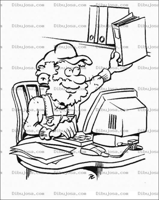 Dibujo para colorear Empleado Viejito Dibujo De Un Viejito Oficinista Trabajando En Una Municipalidad Para Pintar Y Colorear A Un Hombre Que Todavia No Se Quiere Jubilar