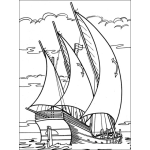 Dibujo para colorear Barco De 3 Velas Para Pintar Y Colorear