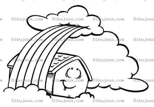 Dibujo para colorear Dibujo De Una Casita Debajo De Un Arcoiris Para Pintar Y Colorear