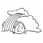 Dibujo para colorear Dibujo De Una Casita Debajo De Un Arcoiris Para Pintar Y Colorear