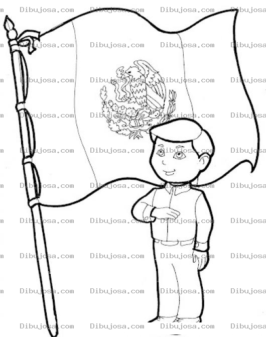 Dibujo para colorear Dibujo De Nino Mexicano Con La Bandera De Mexico Para Pintar Y Colorear Mejicano Patriota