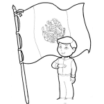 Dibujo para colorear Dibujo De Nino Mexicano Con La Bandera De Mexico Para Pintar Y Colorear Mejicano Patriota