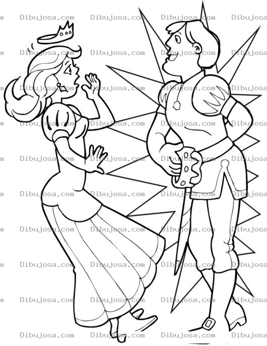 Dibujo para colorear Dibujo De Princesa Asustada Porque Magicamente Se Le Aparecio Su Principe