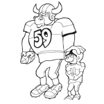 Dibujo para colorear Toro59 Dibujo De Un Toro Jugador De Futbolamericano Con Un Nino Para Pintar Y Colorear Toro De La Nfl Con El Numero Cincuentinueve