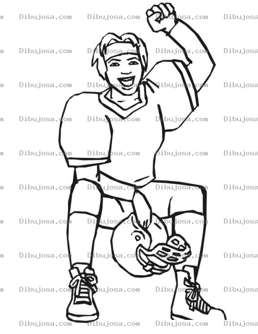 Dibujo para colorear Colorear A Un Chico Jugador De Futbol Americano Celebrando Su Victoria Para Pintar