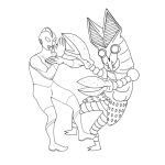 Dibujo para colorear Dibujo De Ultraman Agarrandose Con Un Monstruo Para Pintar Y Colorear A Ultra Man