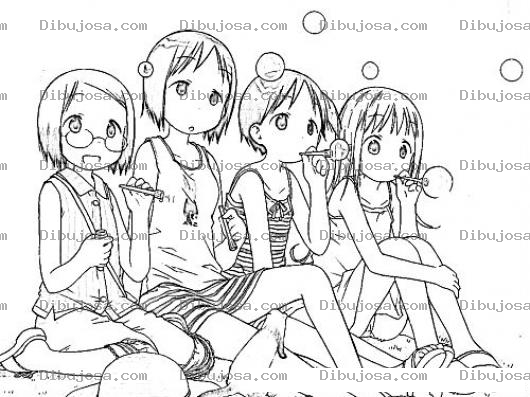 Dibujo para colorear Chicasmanga Dibujo De 4 Chics Manga Para Pintar Y Colorear