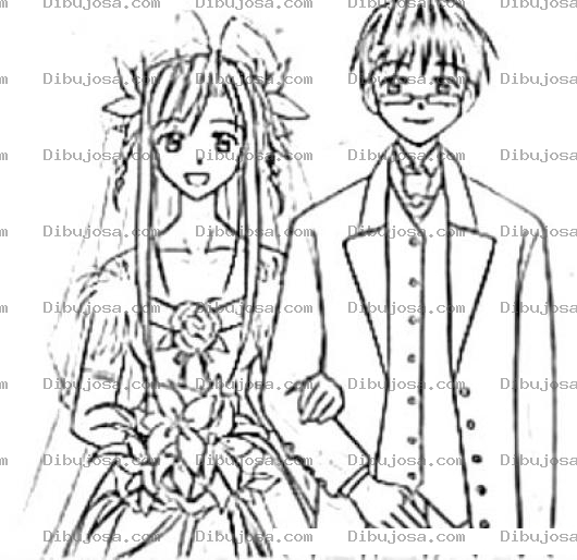 Dibujo para colorear Dibujo De Boda Manga Para Pintar Y Colorear Recien Casados Japonese