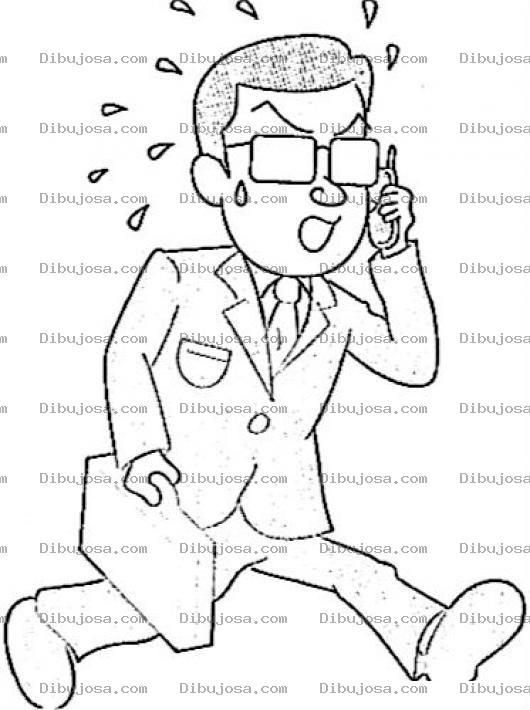 Dibujo para colorear Vendedor Impuntual Dibujo De Vendedor Atrasado Caminando Rapido Y Excusandose Con Su Cliente Por Celular Para Pintar Y Colorear Vendedor Apresurado Y Preocupado Porque Va A Perder La Venta Por Impuntual