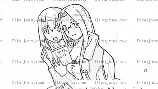 Dibujo para colorear Colorear Amigas Leyendo Un Libro