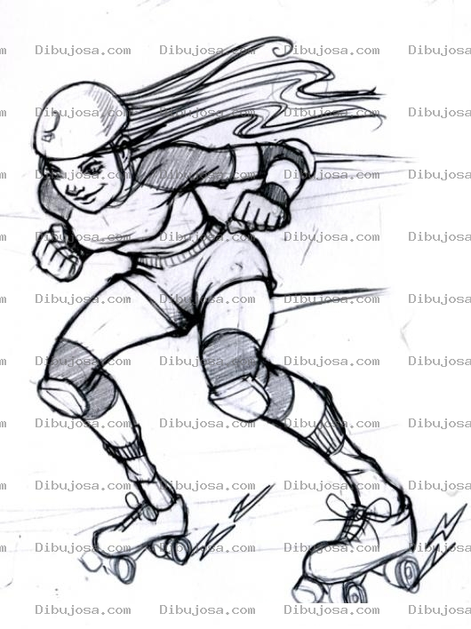 Dibujo para colorear Dibujo De Patinadora Hecha Pistola Para Pintar Y Colorear Chica Patinando Bien Rapido Hecha Huevo