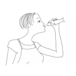 Dibujo para colorear Dibujo De Mujer Besando A Un Pescadito Para Pintar Y Colorear Beso En La Boca A Un Pez