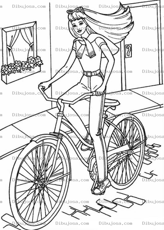 Dibujo para colorear Barbie En Bicicleta Para Pintar Y Colorear Barby En Cicle