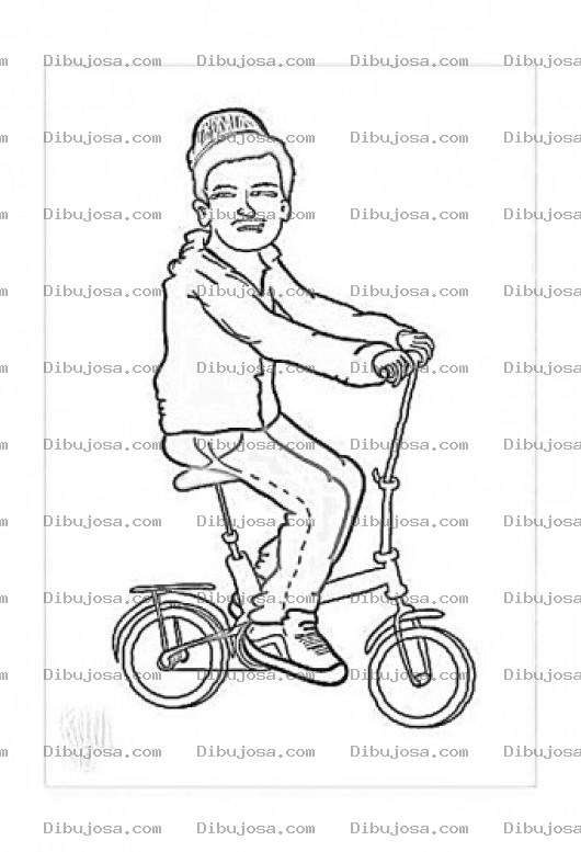 Dibujo para colorear Minibicicleta Dibujo De Un Hombre Con Una Mini Bicicleta Para Pintar Y Colorear
