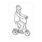 Dibujo para colorear Minibicicleta Dibujo De Un Hombre Con Una Mini Bicicleta Para Pintar Y Colorear
