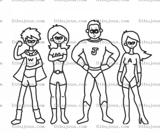 Dibujo para colorear 4heroes Dibujo De 4 Amigos Super Heroes Para Pintar Y Colorear