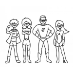 Dibujo para colorear 4heroes Dibujo De 4 Amigos Super Heroes Para Pintar Y Colorear
