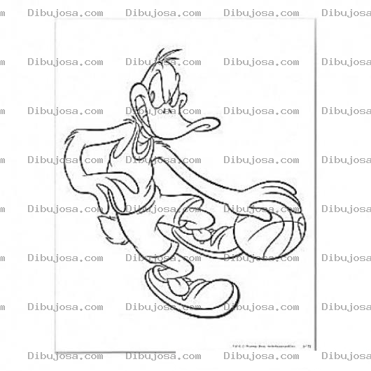 Dibujo para colorear Pato Lucas Basquetbolista Dibujo De Pato Jugando Basquetbol Para Pintar Y Colorear