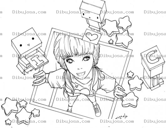 Dibujo para colorear Chica Metida En Un Sotano Para Pintar Y Colorear