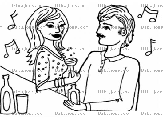 Dibujo para colorear Amordecabaret Dibujo De Una Mujer De Bar Para Pintar Y Colorear Mujer De La Vida Alegre En Una Cantina Con Un Hombre