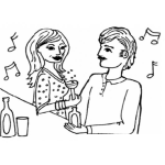 Dibujo para colorear Amordecabaret Dibujo De Una Mujer De Bar Para Pintar Y Colorear Mujer De La Vida Alegre En Una Cantina Con Un Hombre