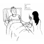 Dibujo para colorear Hospitalizacion Dibujo De Una Enfermera Inyectando A Una Abuelita Para Pintar Y Colorear Viejita Enferma En Hospital