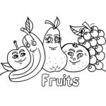 Dibujo para colorear Colorear manzana banano pera naranja y uvas