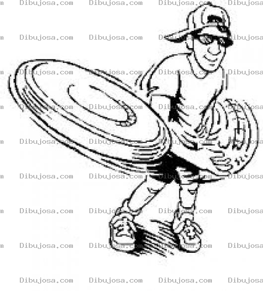 Dibujo para colorear Frisbi Dibujo De Un Muchacho Jugando Con Un Disco Volador Para Pintar Y Colorear Freesbi Freesby