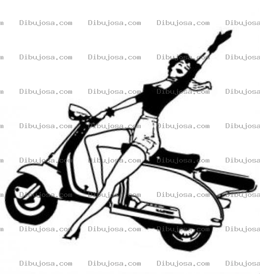 Dibujo para colorear Scooter De Mujer Dibujo De Mujer En Motoneta Haciendo Caballito Para Pintar Y Colorear Motodemujer