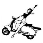 Dibujo para colorear Scooter De Mujer Dibujo De Mujer En Motoneta Haciendo Caballito Para Pintar Y Colorear Motodemujer