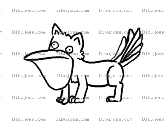 Dibujo para colorear Gatopelicano Dibujo De Gato Con Pico De Pelicano Para Pintar Y Colorear Pelicanogato