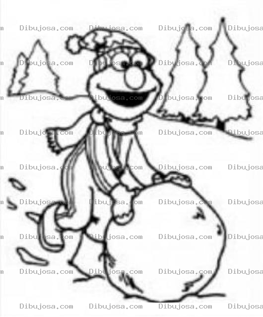 Dibujo para colorear Boladenieve Dibujo De Elmo Con Una Bola De Nieve Para Pintar Y Colorear Nievebola Nievedebola