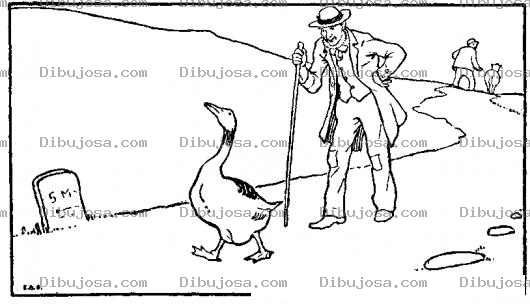 Dibujo para colorear Ganzoguia Dibujo E Un Ganzo Guiando A Un Abuelito Para Pintar Y Colorear A Un Ganzo Guia